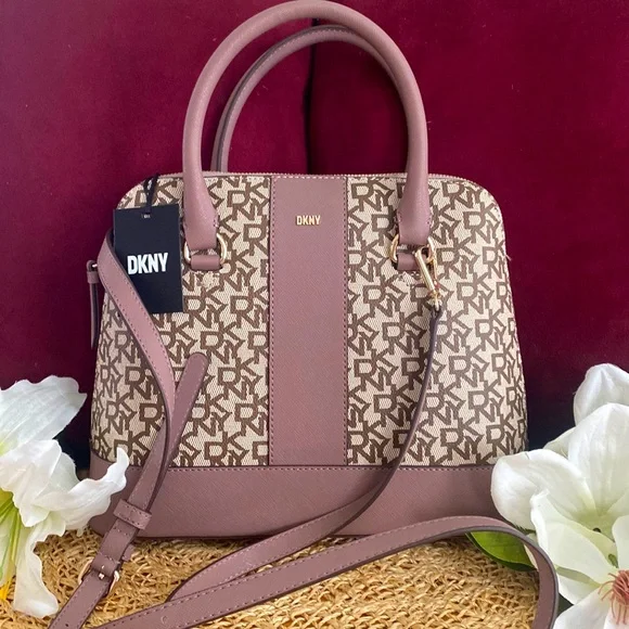 DKNY Bryant Medium Round Satchel, Tan & Mauve - Picture 8 of 14